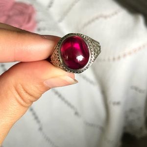 925 Sterling Silver Ruby CZ Unisex Ring